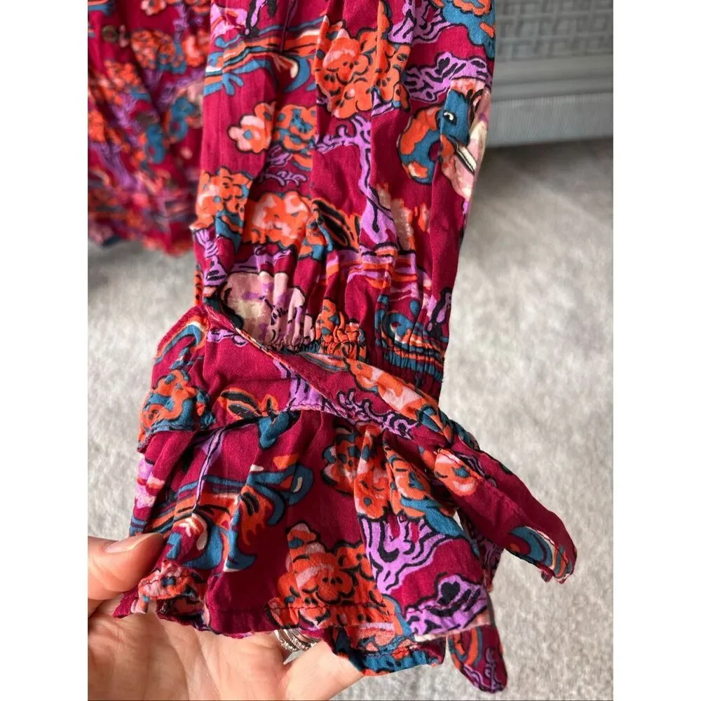 NWOT Maeve by Anthropologie Darla Printed Button-Down Blouse | Vibrant Artistic